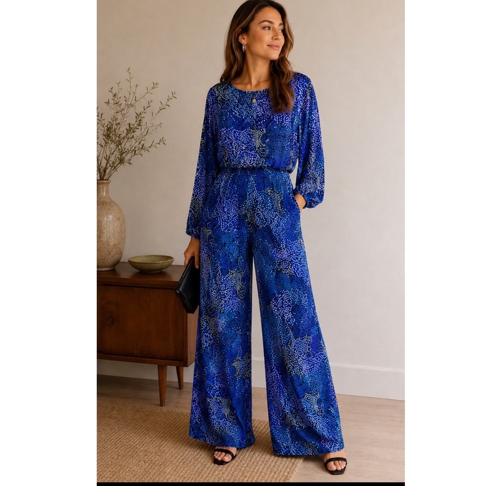 Peasant The‎ Limited Jumpsuit Sz L Blue Back Zip One-Piece Goth Longsleeve